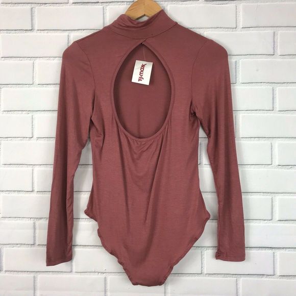 Velvet Torch Bodysuit Medium Mockneck Mauve - Picture 7 of 8